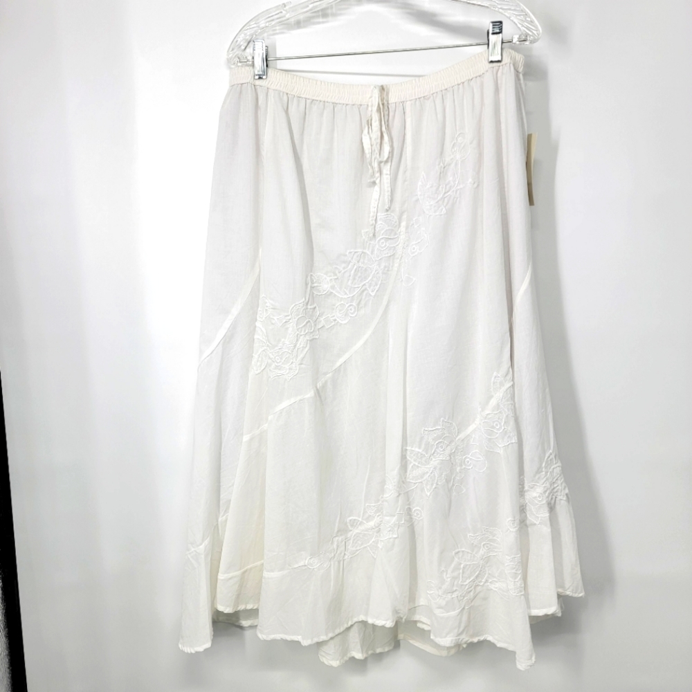 Metro Cotton Embroidered Midi Skirt Women's Plus 2X